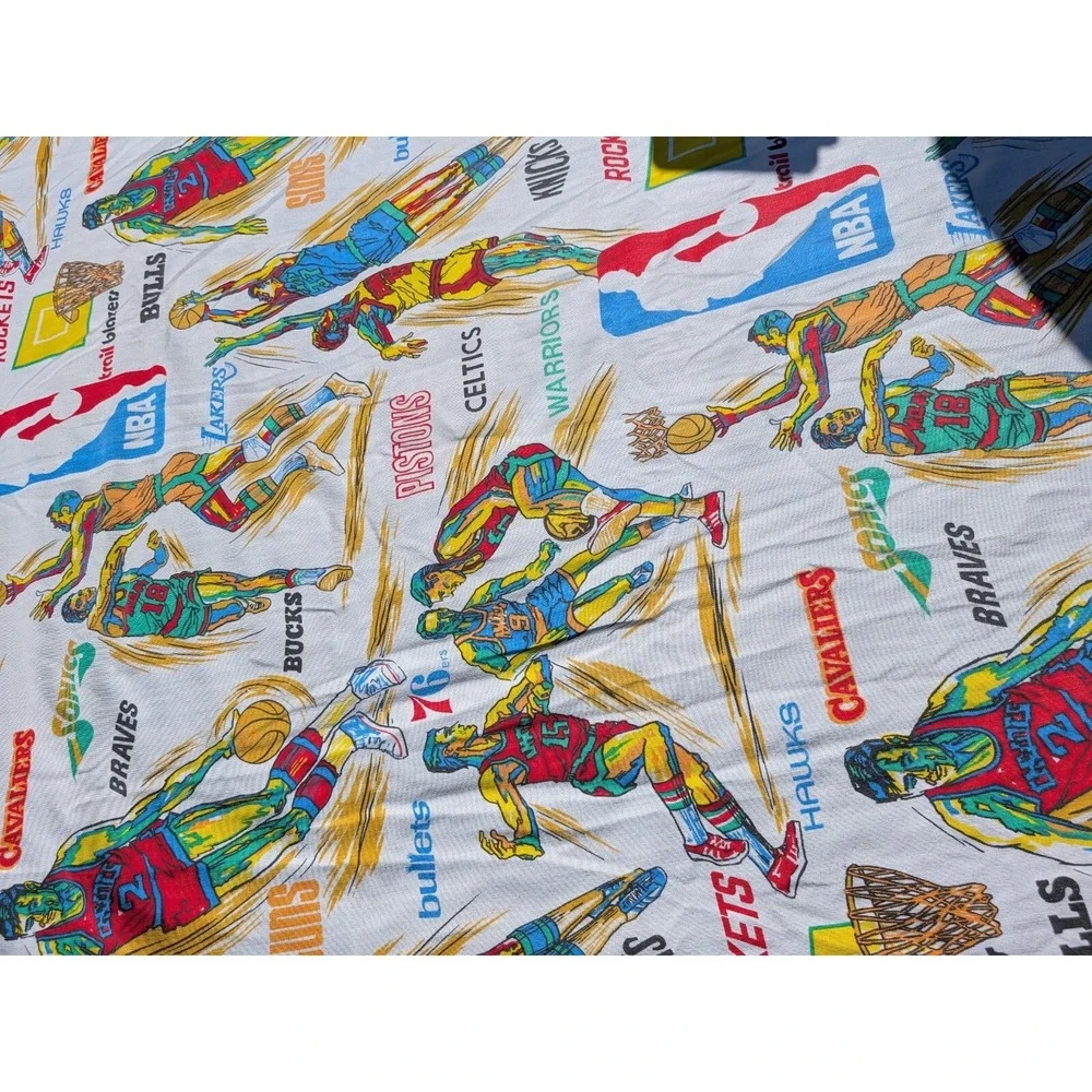 Rare Vintage 1970's NBA‎ Basketball Bedspread Sheet Fabric Approx 70